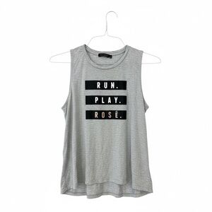 Gray Sleeveless Run Play Rose Graphic Tank Top